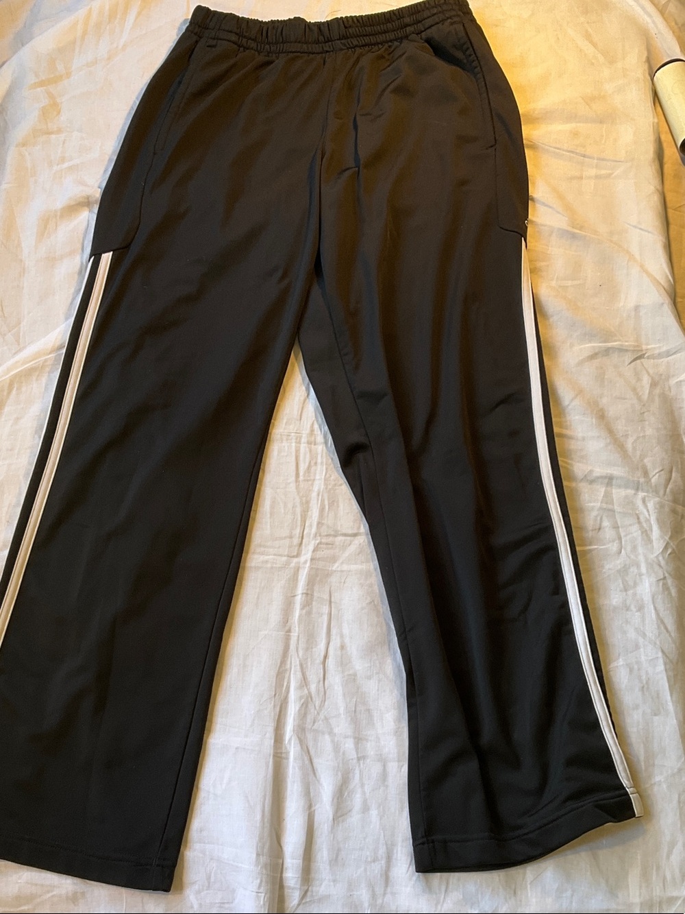 adidas Black Track Pants with White Side Stripes